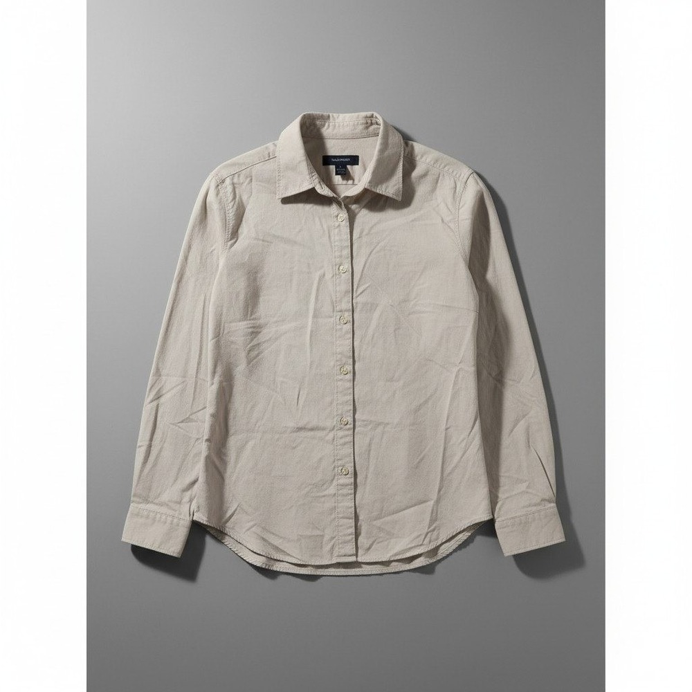 The Limited Tan Long Sleeve Button Down Shirt, Women's Small, Solid Professional
